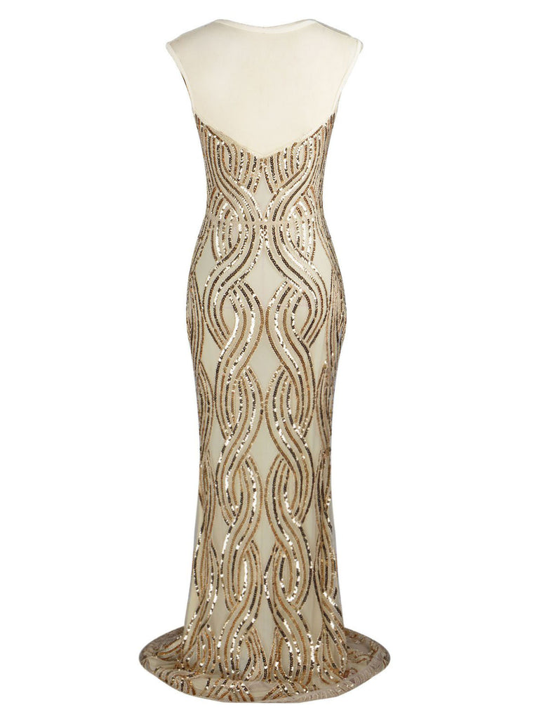 1920s Sequined Embellished Maxi Dress