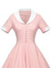 Pink 1950s Solid Button Swing Dress