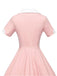 Pink 1950s Solid Button Swing Dress