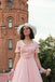 Pink 1950s Solid Button Swing Dress