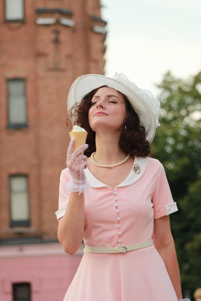 Pink 1950s Solid Button Swing Dress