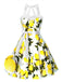 White 1950s Lemon Halter Swing Dress