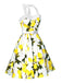 White 1950s Lemon Halter Swing Dress