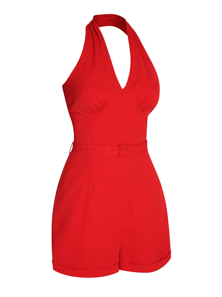 Red 1950s Pin-Up Girls Romper & Skirt