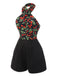 Black 1950s Cherry Cross Halter Romper
