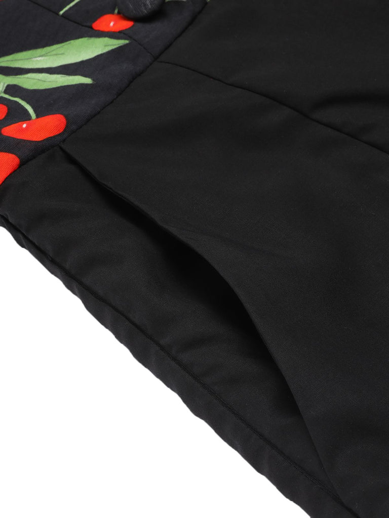 Black 1950s Cherry Cross Halter Romper