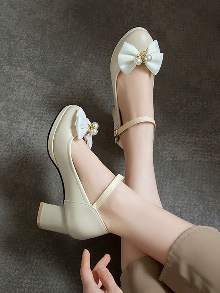Retro Bowknot Mary Jane Shoes