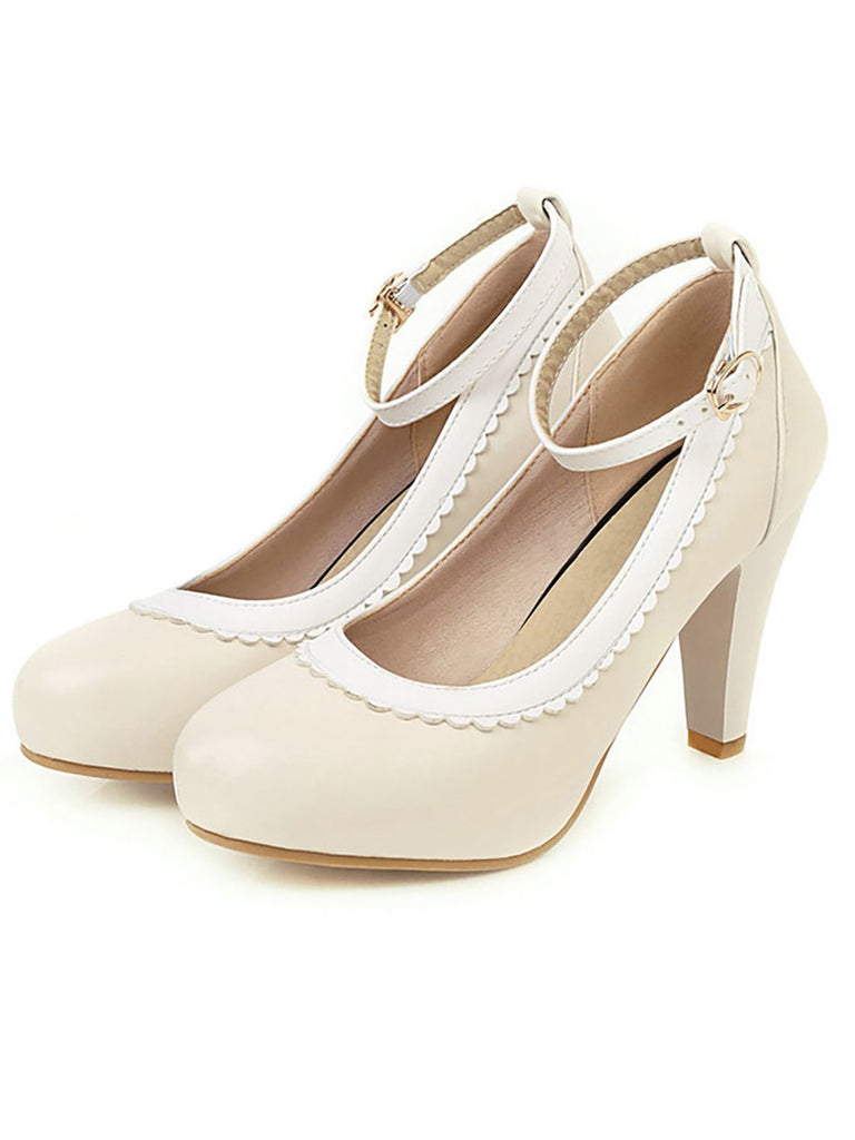 Retro Ankle Strap High Heels Shoes