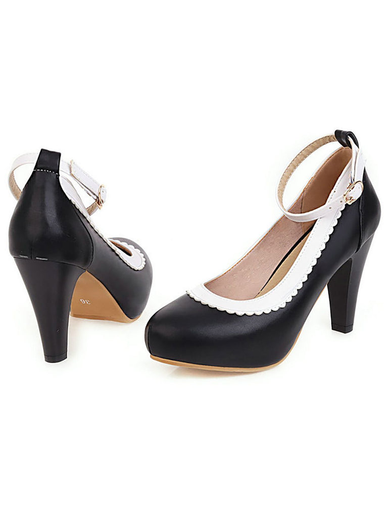 Retro Ankle Strap High Heels Shoes