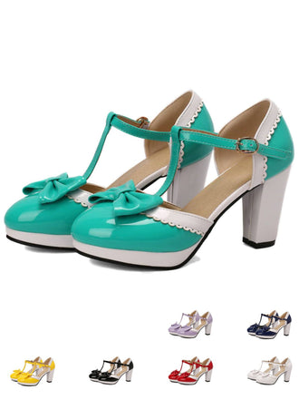 Bowknot Chunky Heels Mary Jane Shoes