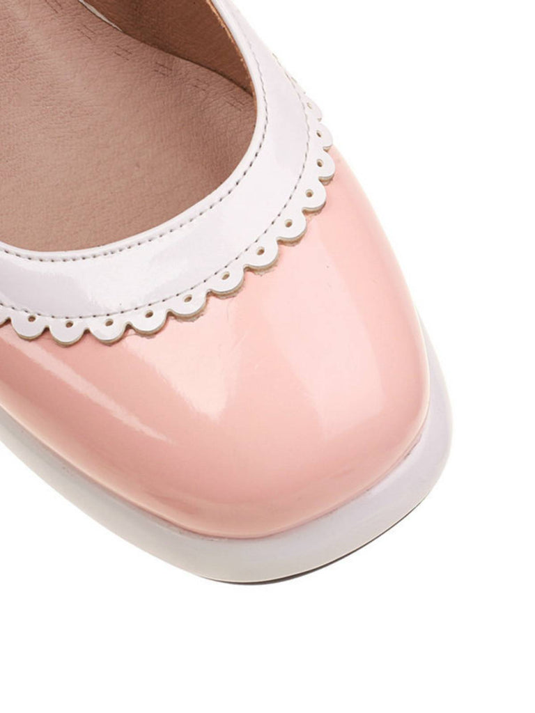 Mary Jane Patchwork High Heels Shoes
