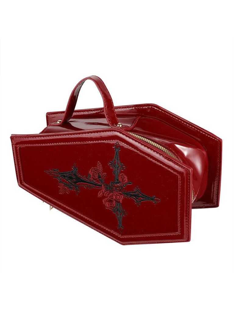 Wine Red Halloween Coffin Bag
