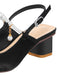 Black Velvet Satin Pearl Chunky Heel Shoes