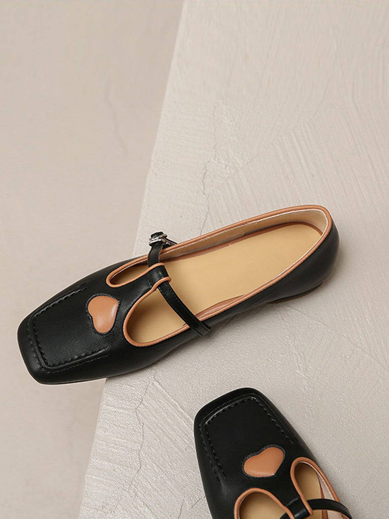Retro Square Shallow Mouth Thick Heel Shoes