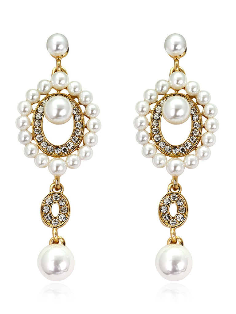 [US Warehouse] 1920s Pearl Rhinestone Earrings