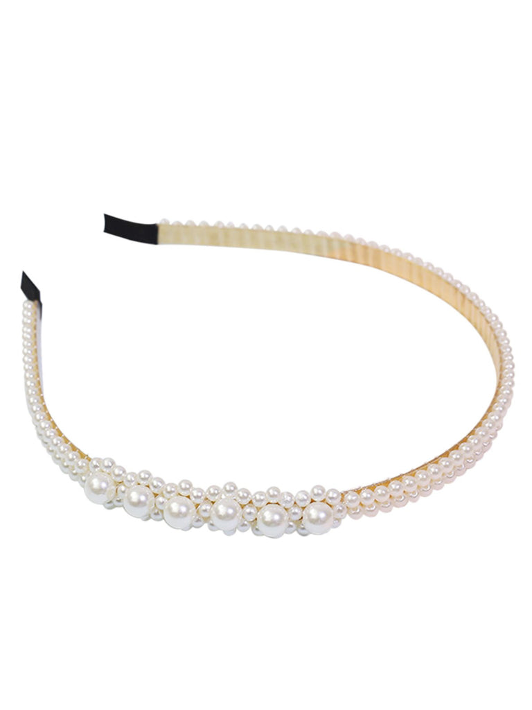 Retro White Pearls Headband
