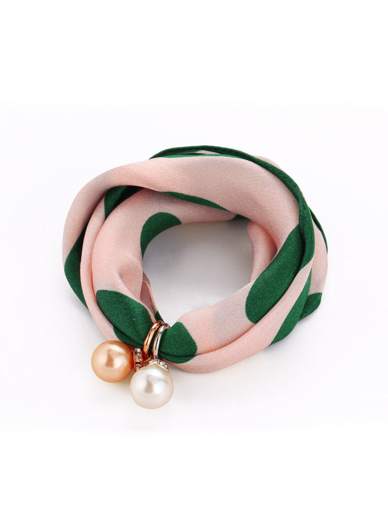 Retro Polka Dot Pearl Mulberry Silk Necklace