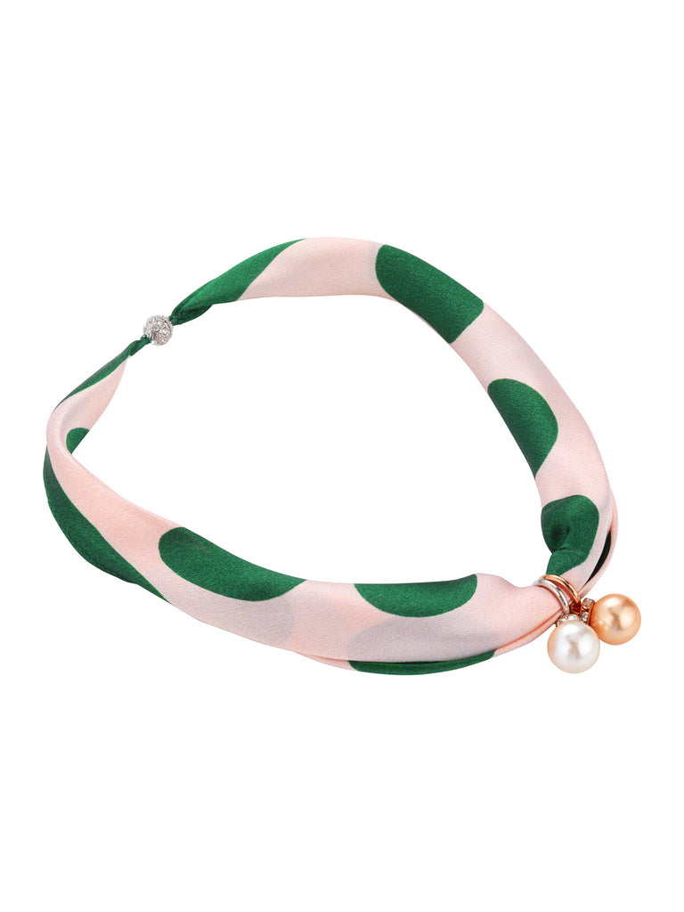 Retro Polka Dot Pearl Mulberry Silk Necklace