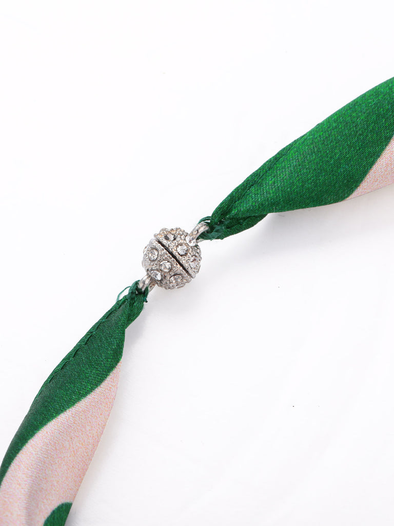 Retro Polka Dot Pearl Mulberry Silk Necklace