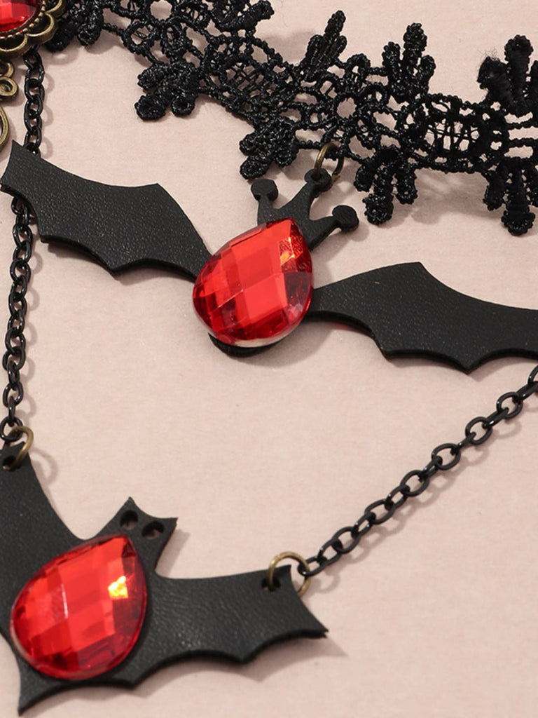 Retro Halloween Lace Bat Necklace