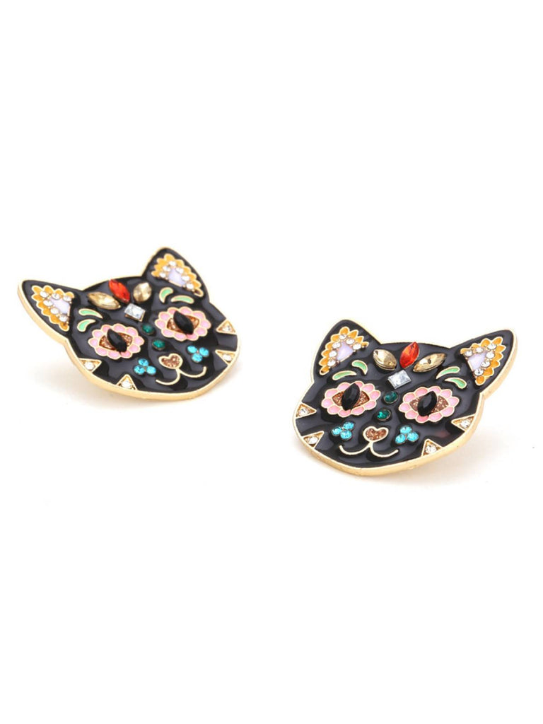 Black 1950s Halloween Cat Earring