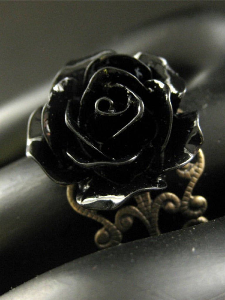 Retro Black Rose Alloy Ring