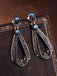 Blue Rhinestone Hollow Out Dangle Earrings