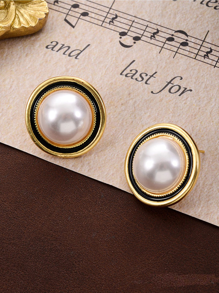 Retro Pearl Alloy Earrings
