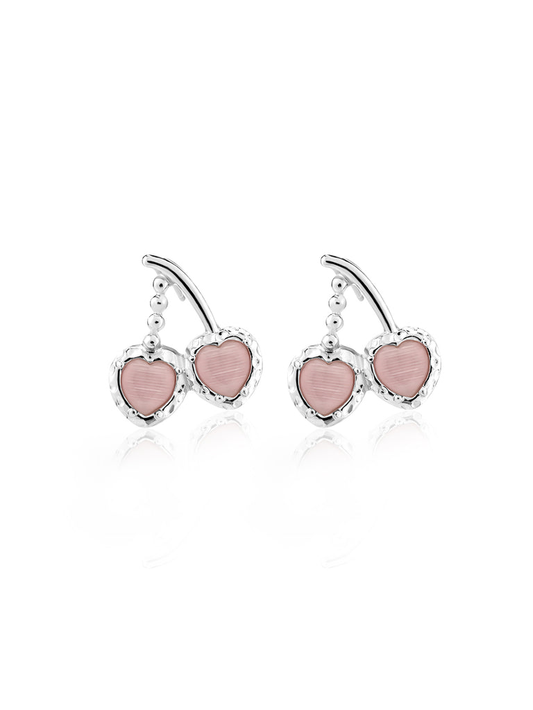 Retro Cherry Pink Trim Alloy Earrings