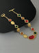 2PCS Gold Trim Alloy Earrings & Necklace