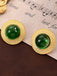 Retro Emerald Gold Trim Alloy Earrings