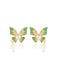 Green Butterfly Pearl Earrings