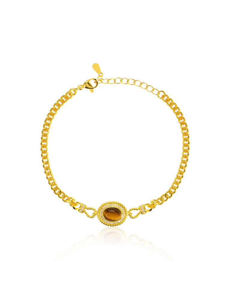 Gold Gemstone&Diamond Alloy Bracelet