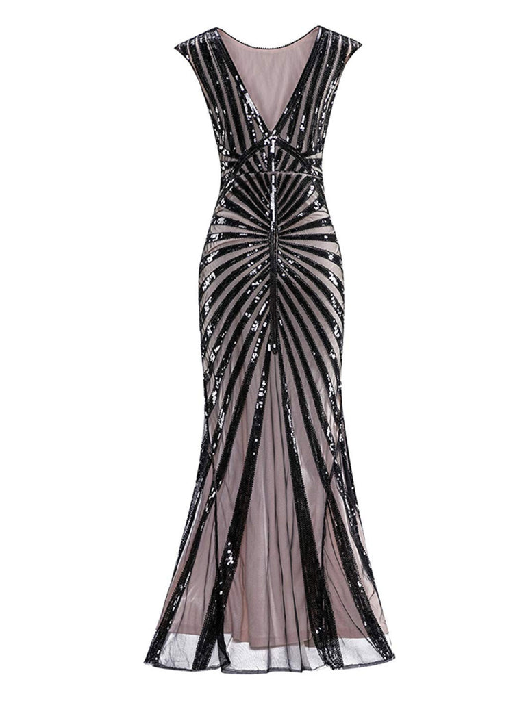 1920s Sequin Art Deco Maxi Dress
