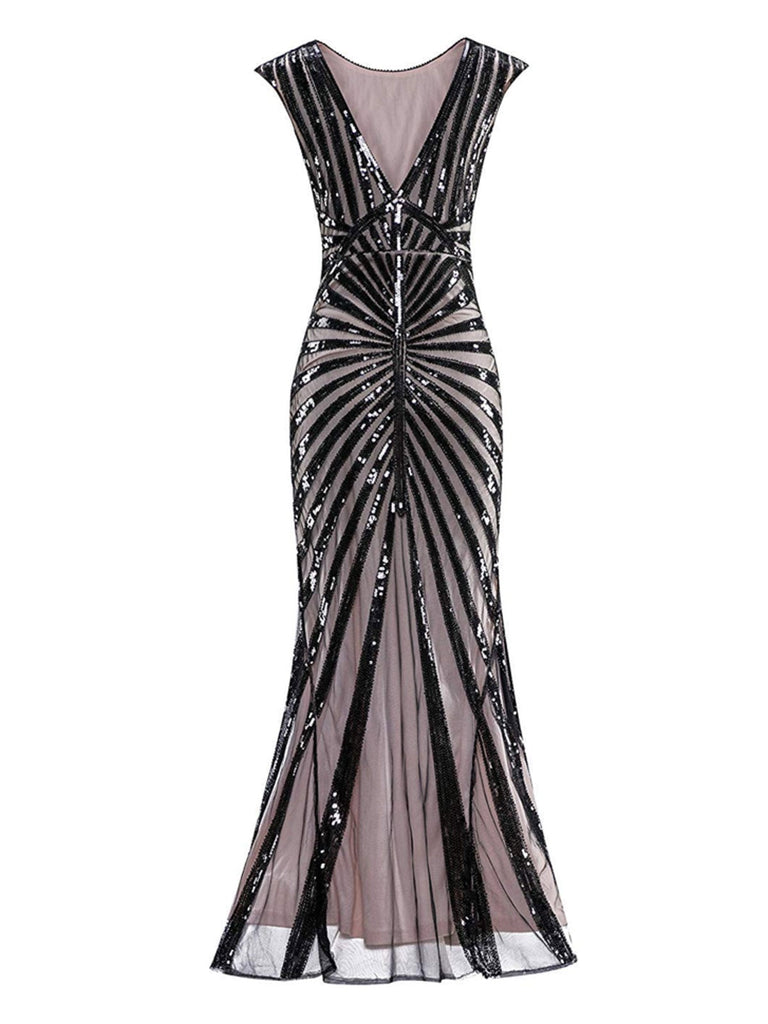 1920s Sequin Art Deco Maxi Dress