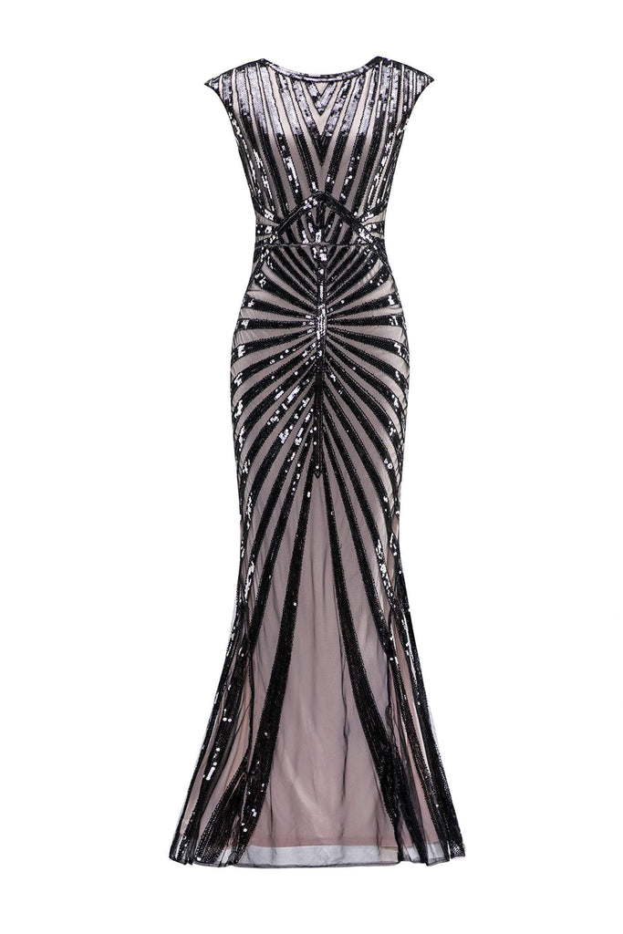 1920s Sequin Art Deco Maxi Dress