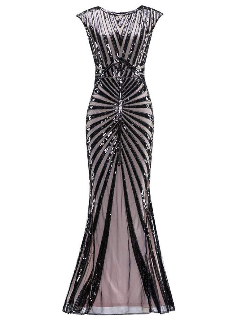 1920s Sequin Art Deco Maxi Dress