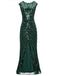 [US Warehouse] Green 1920s Sequin Art Deco Maxi Dress