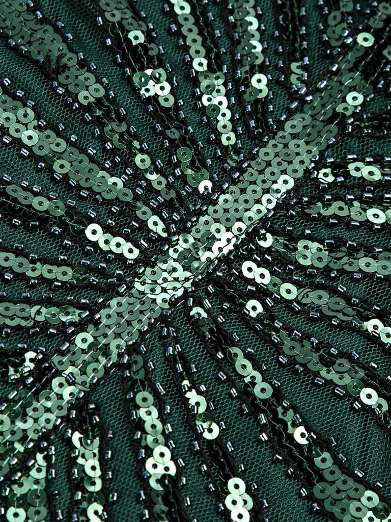 [US Warehouse] Green 1920s Sequin Art Deco Maxi Dress