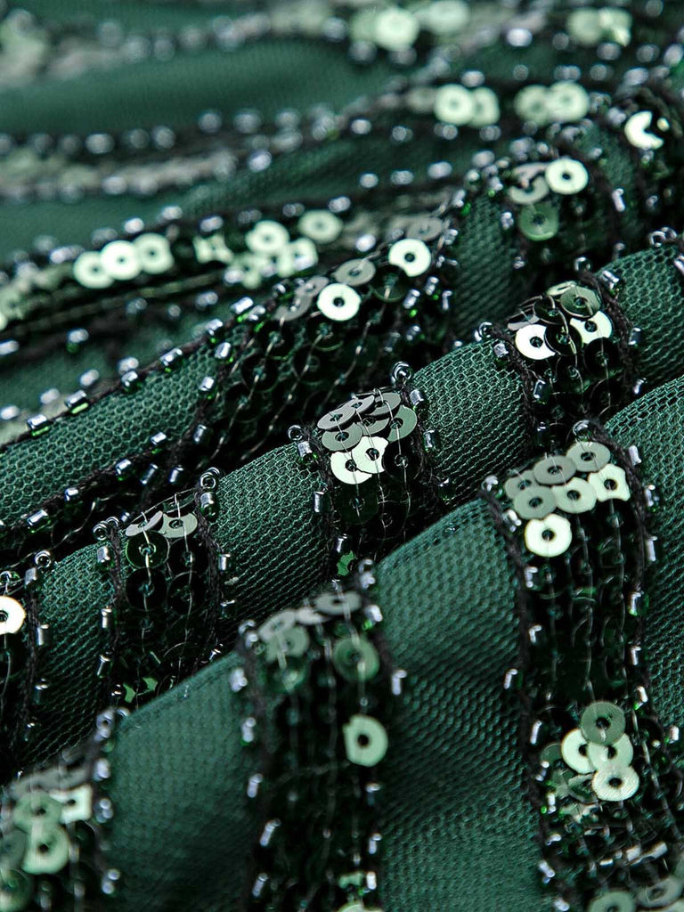 [US Warehouse] Green 1920s Sequin Art Deco Maxi Dress