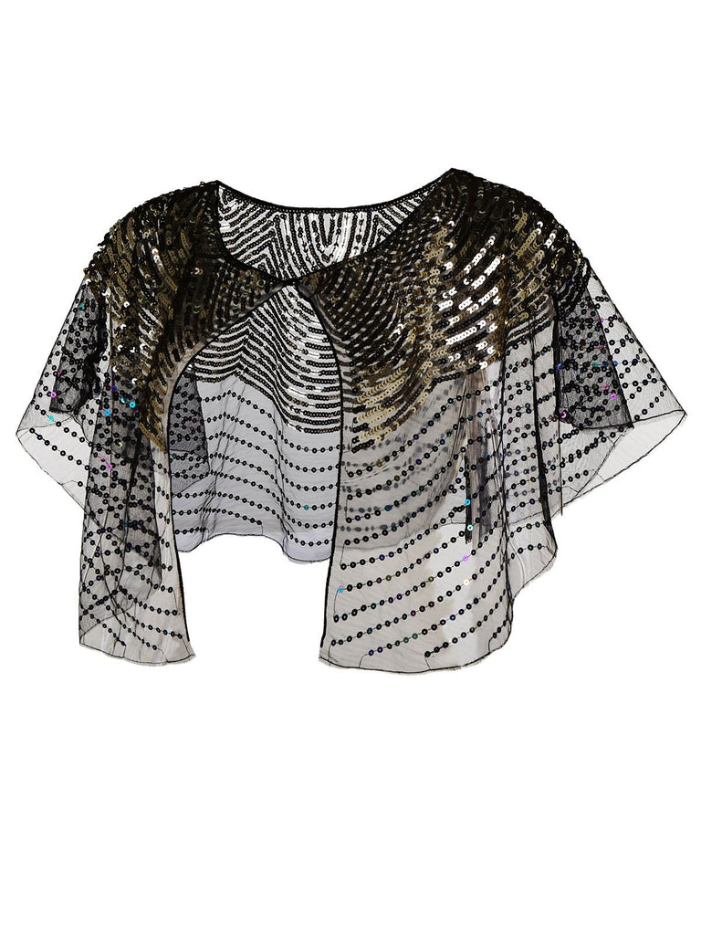 1920s Sequin Bridal Shawl Cape