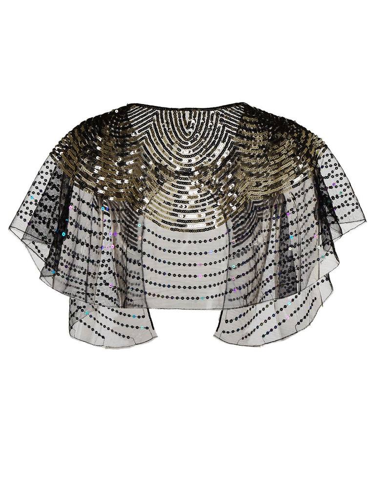 1920s Sequin Bridal Shawl Cape