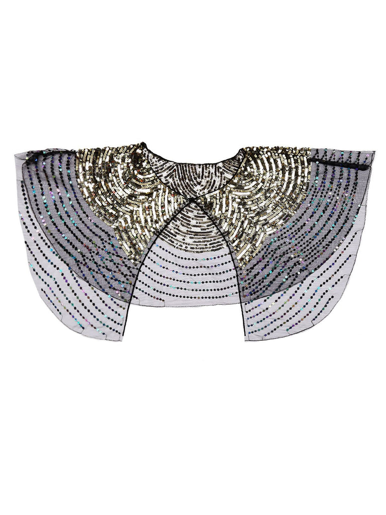 1920s Sequin Bridal Shawl Cape