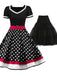 2PCS Polka Dot 1950s Dress & Black Petticoat