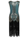 [US Warehouse] Blue 1920s Beaded Fringed Dress