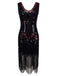 Black 1920s Beaded Fringed Flapper Dresses