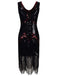 Black 1920s Beaded Fringed Flapper Dresses