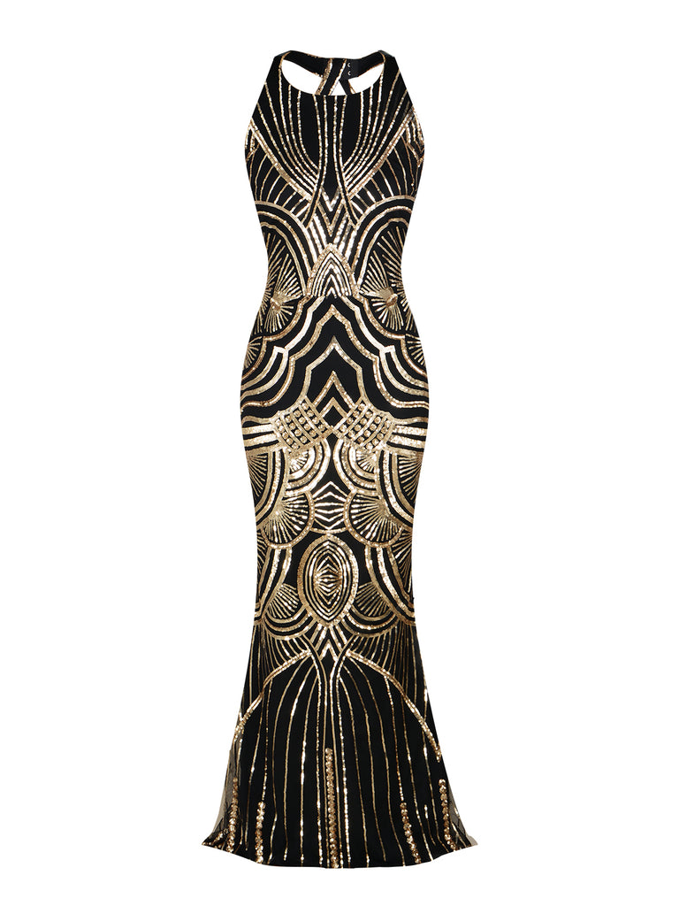 1920s Sequin Backless Formal Dress