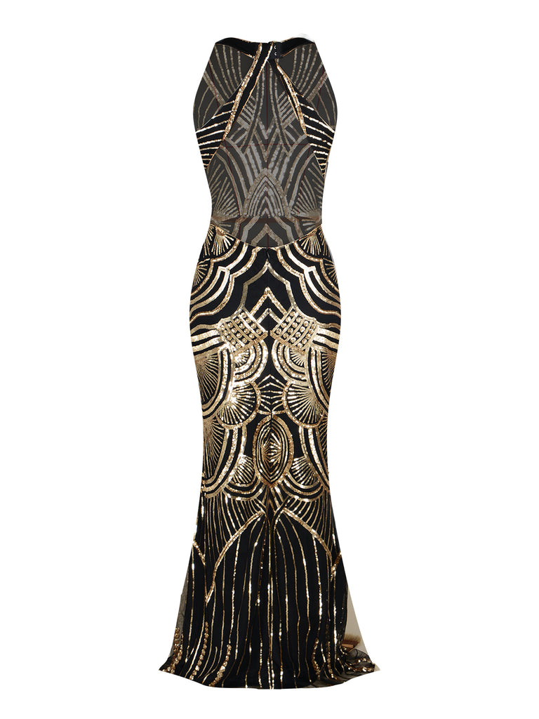 1920s Sequin Backless Formal Dress