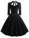 1950s Solid 3/4 Sleeve Dress